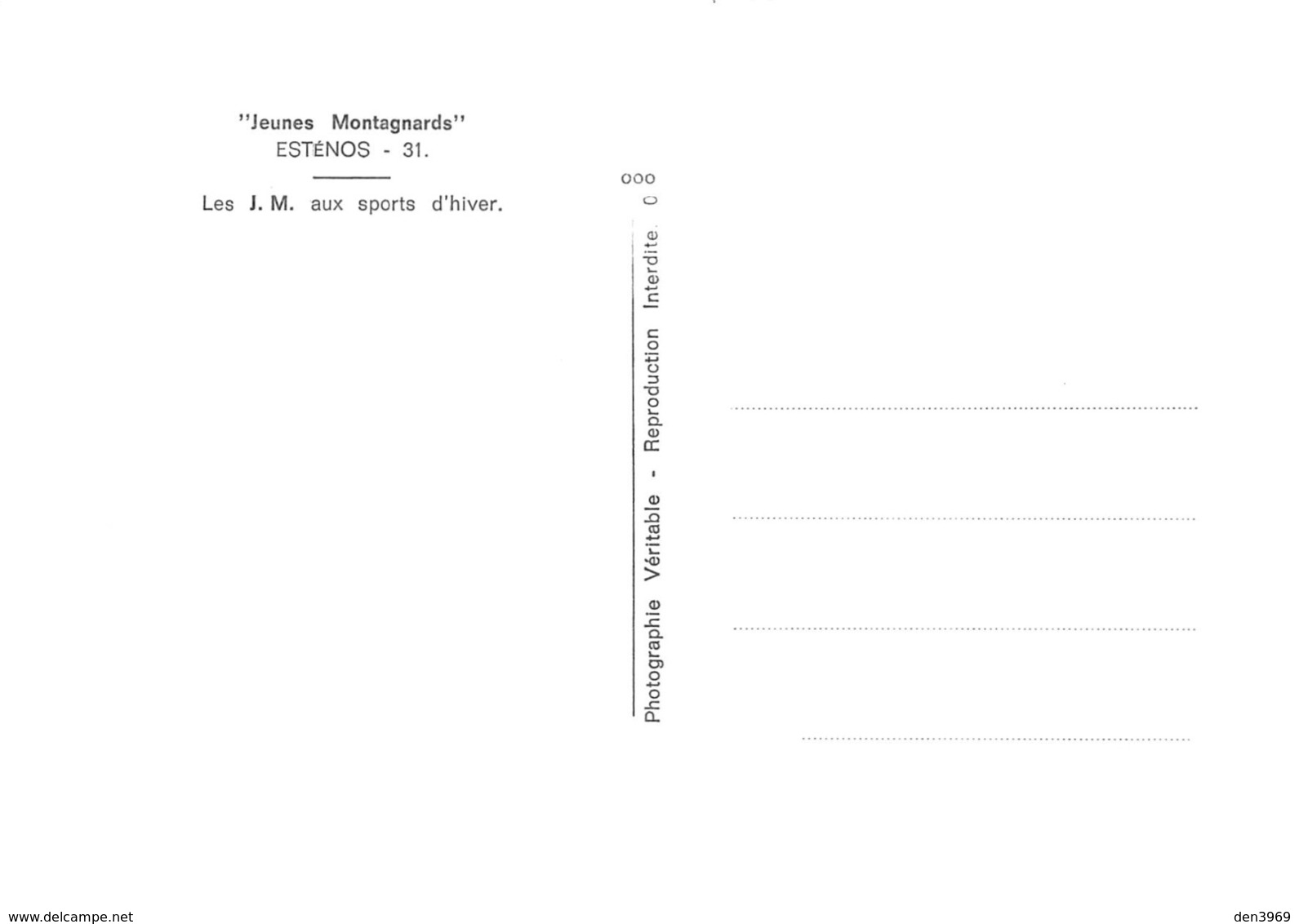 ESTENOS - Jeunes Montagnards - Les J. M. Aux Sports D'hiver - Ski - Télésiège - Tirage D'éditeur N&B Non Dentelé - Andere & Zonder Classificatie