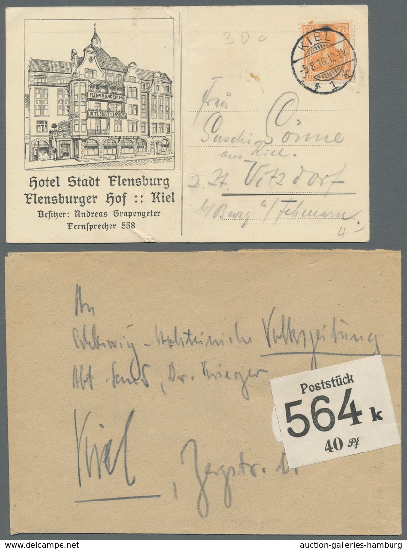 Heimat: Schleswig-Holstein: KIEL; 1889-1963, Sammlung von etwa 65 Belegen mit Kielbezug, darunter u.