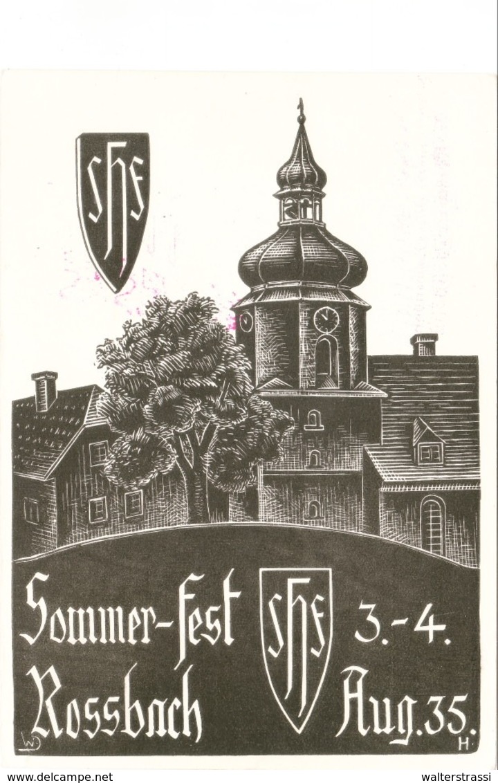 III. Reich, Propagandakarte " Sommer - Fest Rossbach 1935 " , " Wir Kehrten Heim Ins Reich 1938 " Böhmen - Guerre 1939-45