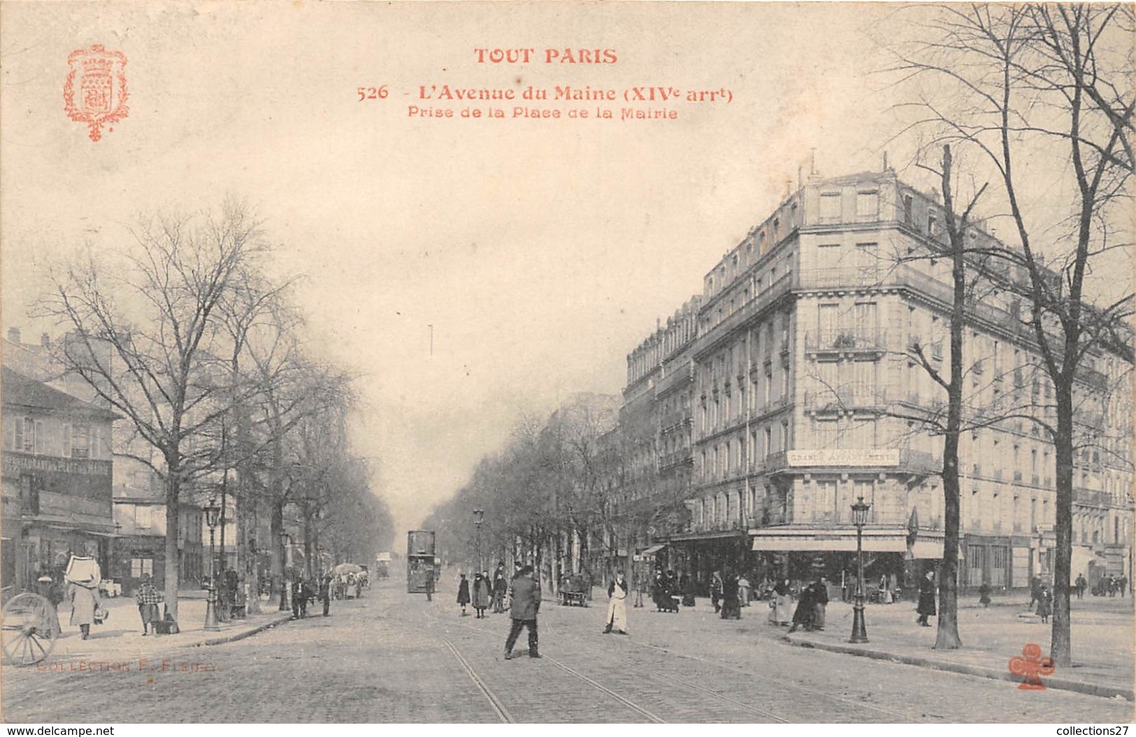75014-PARIS- TOUT PARIS-L'AVENUE DU MAINE PRISE DE LA PLACE DE LA MAIRIE - Arrondissement: 14