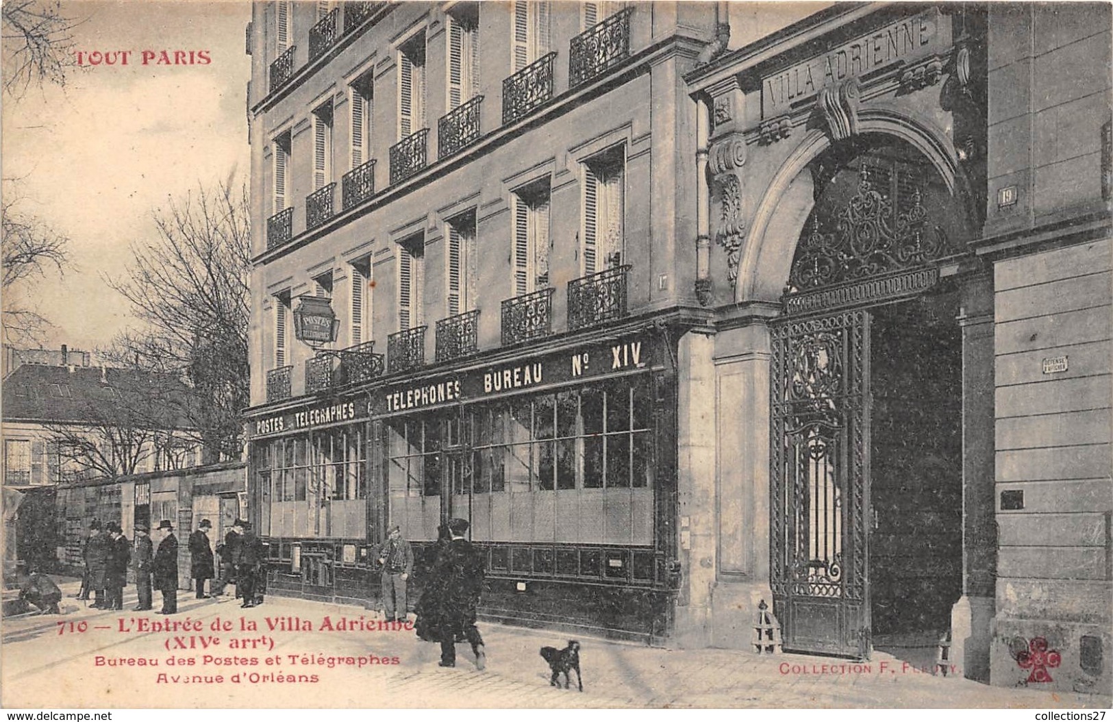 75014-PARIS-TOUT PARIS-L'ENTREE DE LA VILLA ADRIENNE , BUREAU DES POSTES ET TELEGRAPHES AVENUE D'ORLEANS - Arrondissement: 14