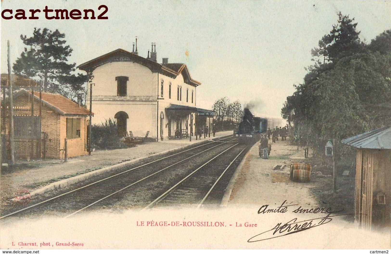 PEAGE-DE-ROUSSILLON LA GARE CHEMIN DE FER TRAIN LOCOMOTIVE 38 - Roussillon