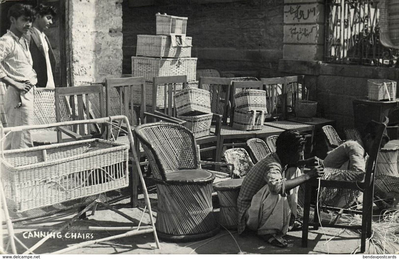 Pakistan, Native Man Canning Chairs (1960) RPPC Postcard - Pakistan