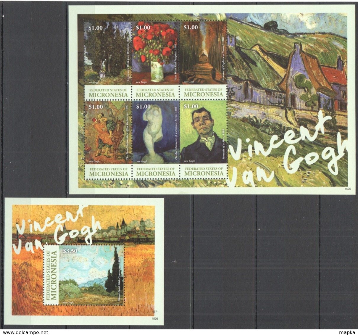 B330 2015 MICRONESIA ART VINCENT VAN GOGH #1526-32 1KB+1BL MNH - Autres & Non Classés