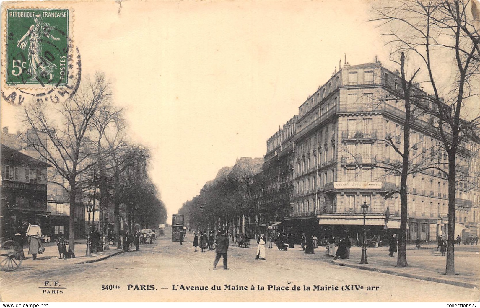 75014-PARIS-L'AVENUE DU MAINE A LA PLACE DE LA MAIRIE - Arrondissement: 14