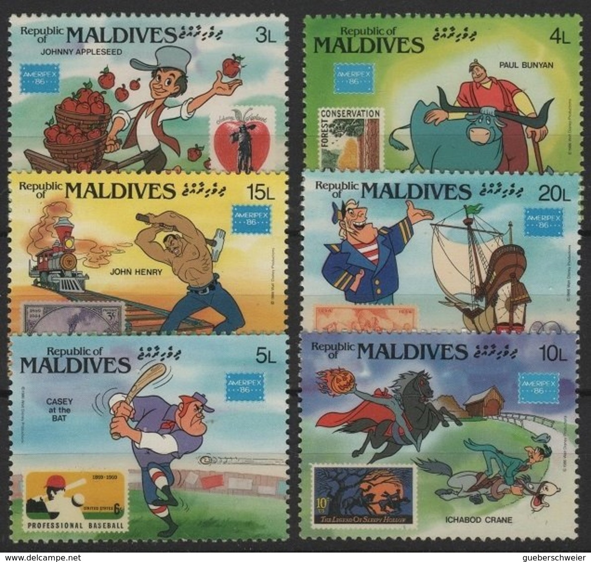 ART 83 - MALDIVES 6 Val. Neufs** Dessins Animés - Comics