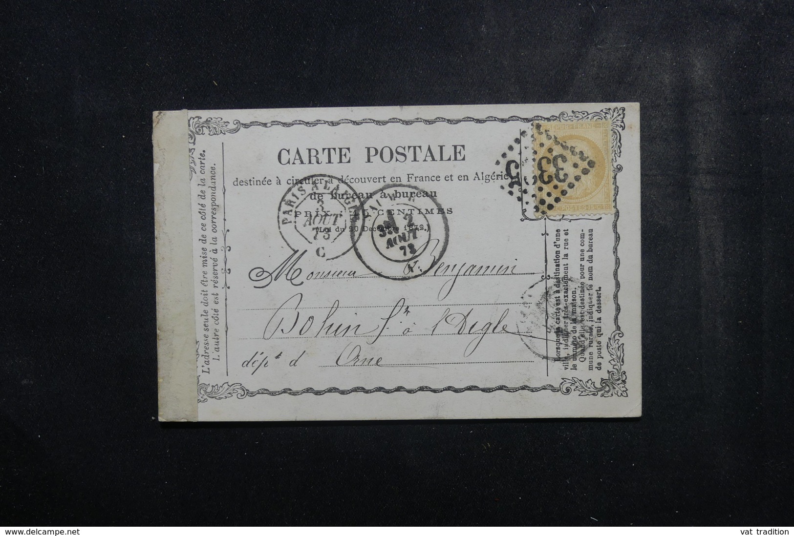 FRANCE - Carte Précurseur De Saumur Pour Laigle En 1873 , Affranchissement Cérès  - L 44895 - Cartes Précurseurs