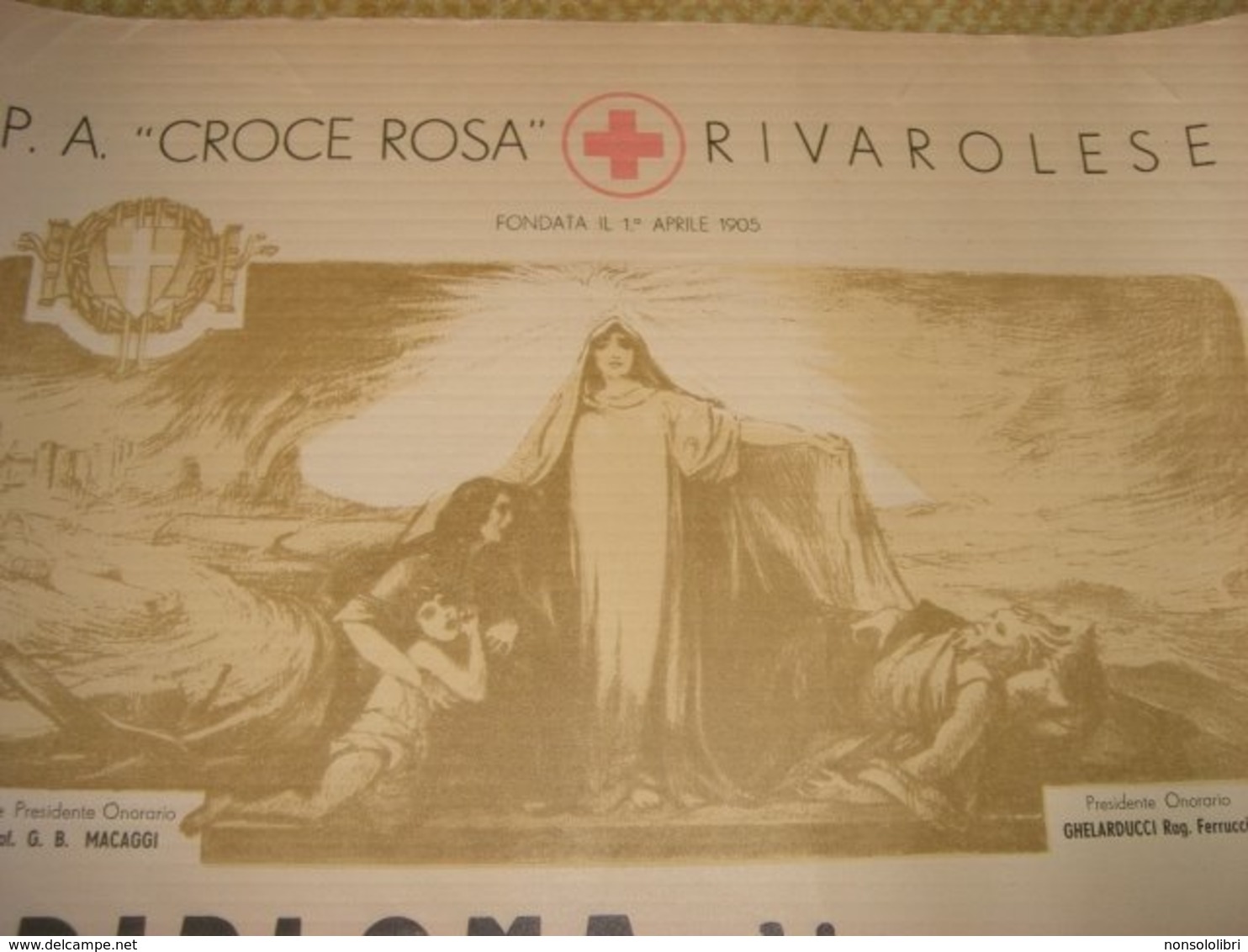 DIPLOMA P.A CROCE ROSSA RIVAROLESE 1949 - Croce Rossa