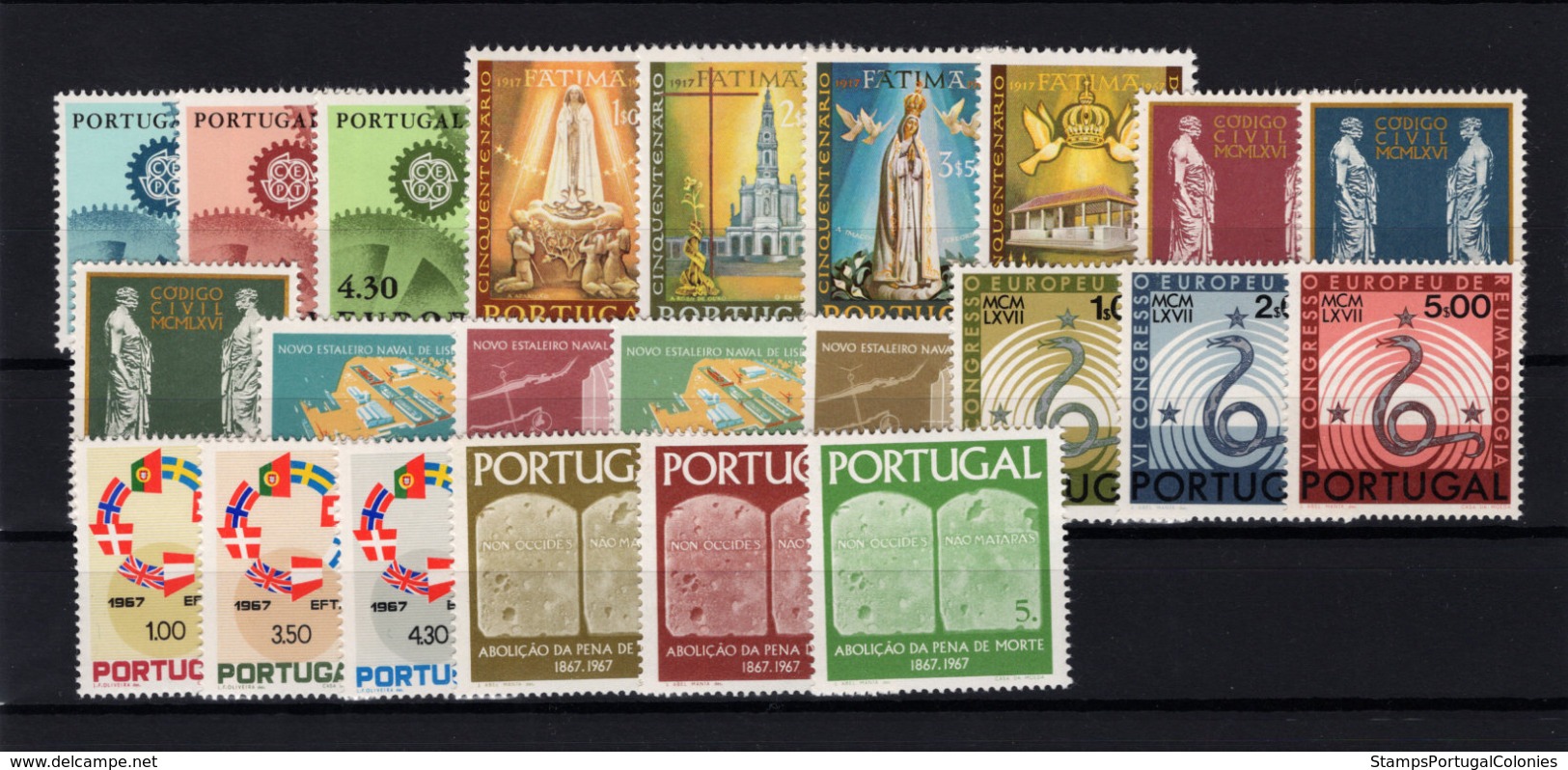 1967 Portugal Complete Year MNH Stamps. Année Compléte Timbres Neuf Sans Charnière. Ano Completo Novo Sem Charneira. - Ganze Jahrgänge