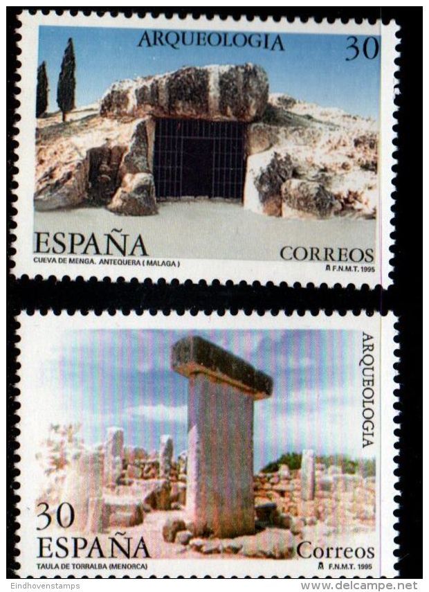 Spain 1995 Menga-cave At Antiquera And Torralba Taula At Menorca 2 Values MNH - Archaeology