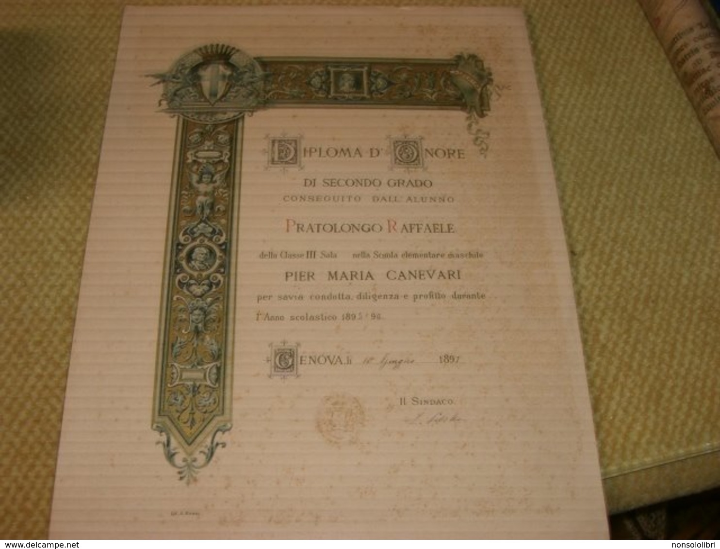 DIPLOMA D'ONORE DI SECONDO GRADO 1897 - Diplomi E Pagelle