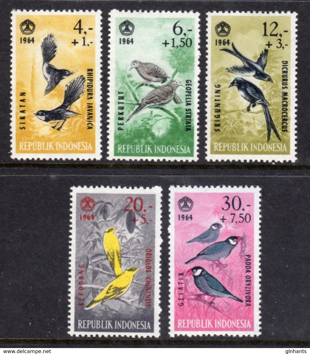 INDONESIA - 1965 SOCIAL DAY CHARITY BIRDS SET (5V) FINE MNH ** SG 1022-1026 - Indonesia