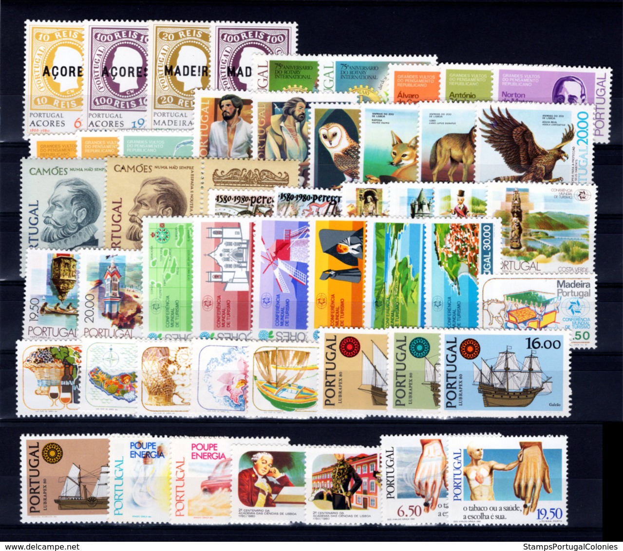 1980 Portugal Azores Madeira Complete Year MNH Stamps. Année Compléte NeufSansCharnière. Ano Completo Novo Sem Charneira - Ganze Jahrgänge