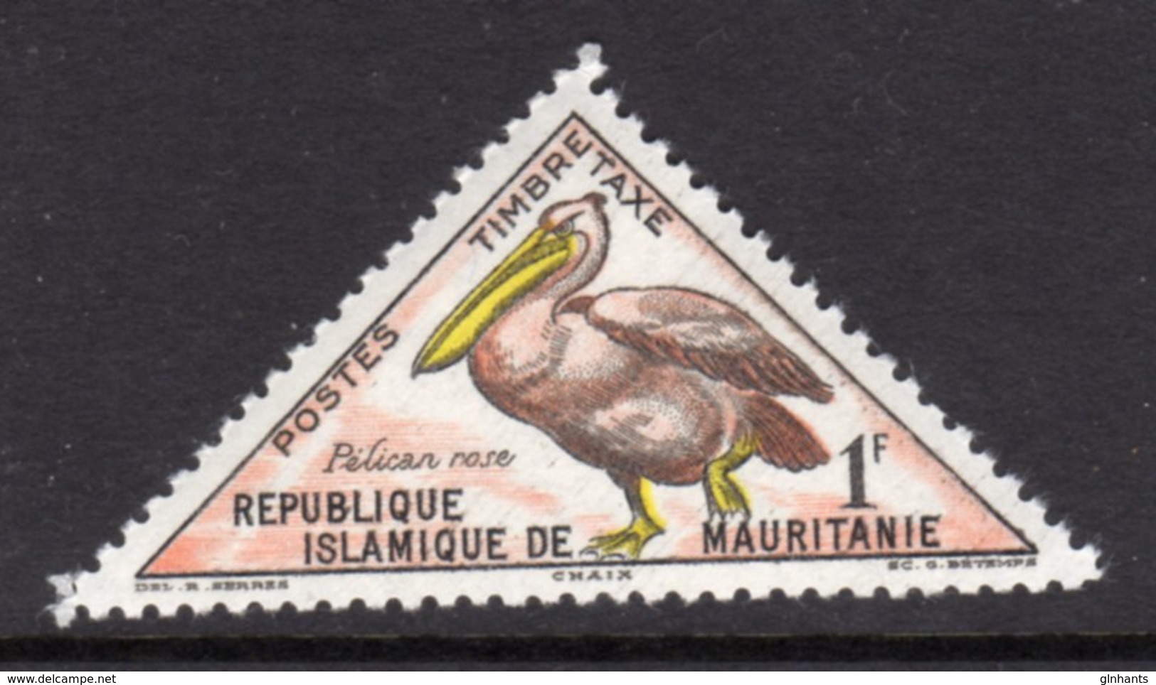 MAURITANIA - 1963 1f EASTERN WHITE PELICAN BIRD POSTAGE DUE TIMBRE TAX STAMP FINE MNH ** SG D179 - Mauritania (1960-...)