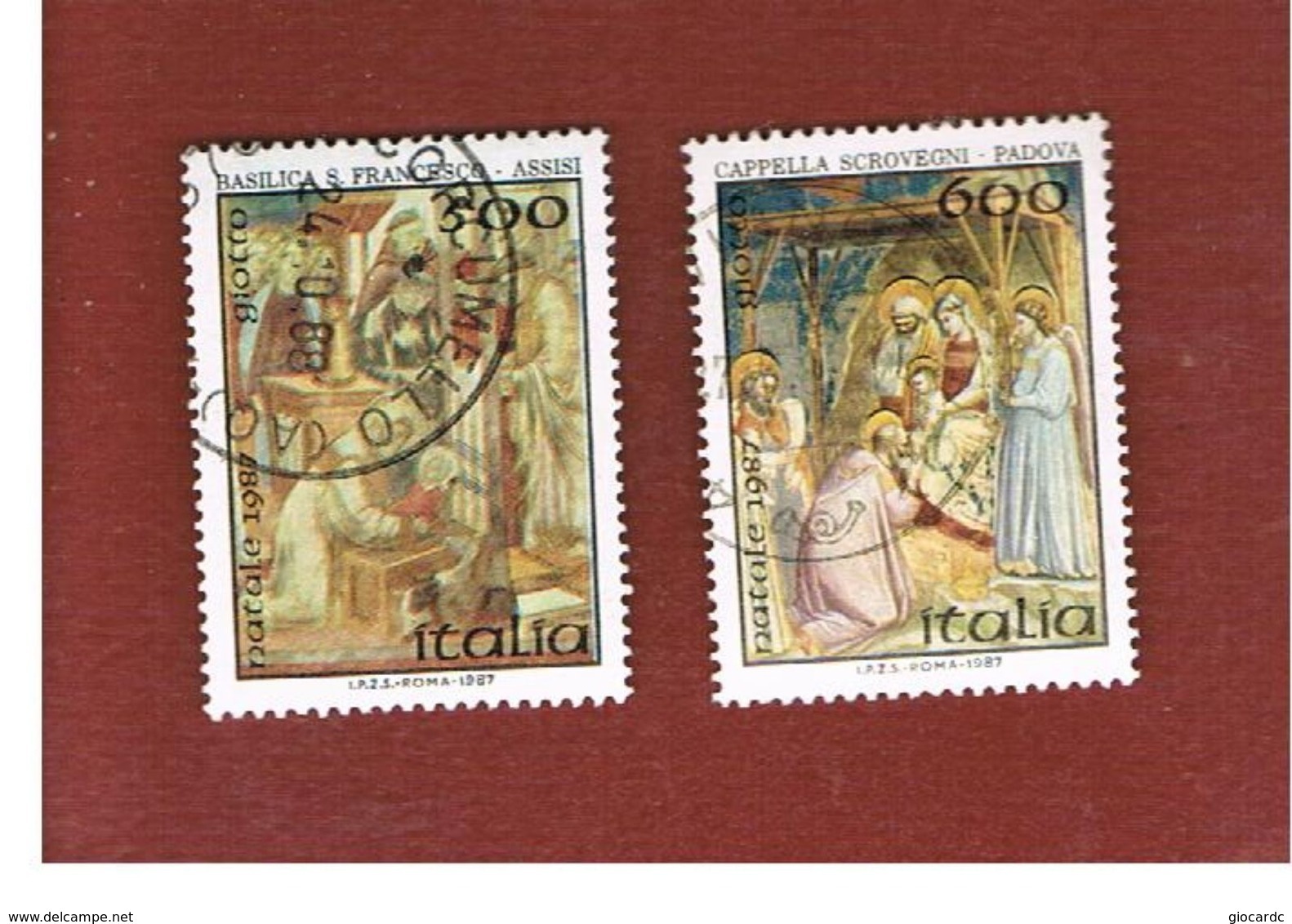 ITALIA REPUBBLICA  - SASS. 1815.16   -      1987     NATALE     -      USATO - 1981-90: Usados