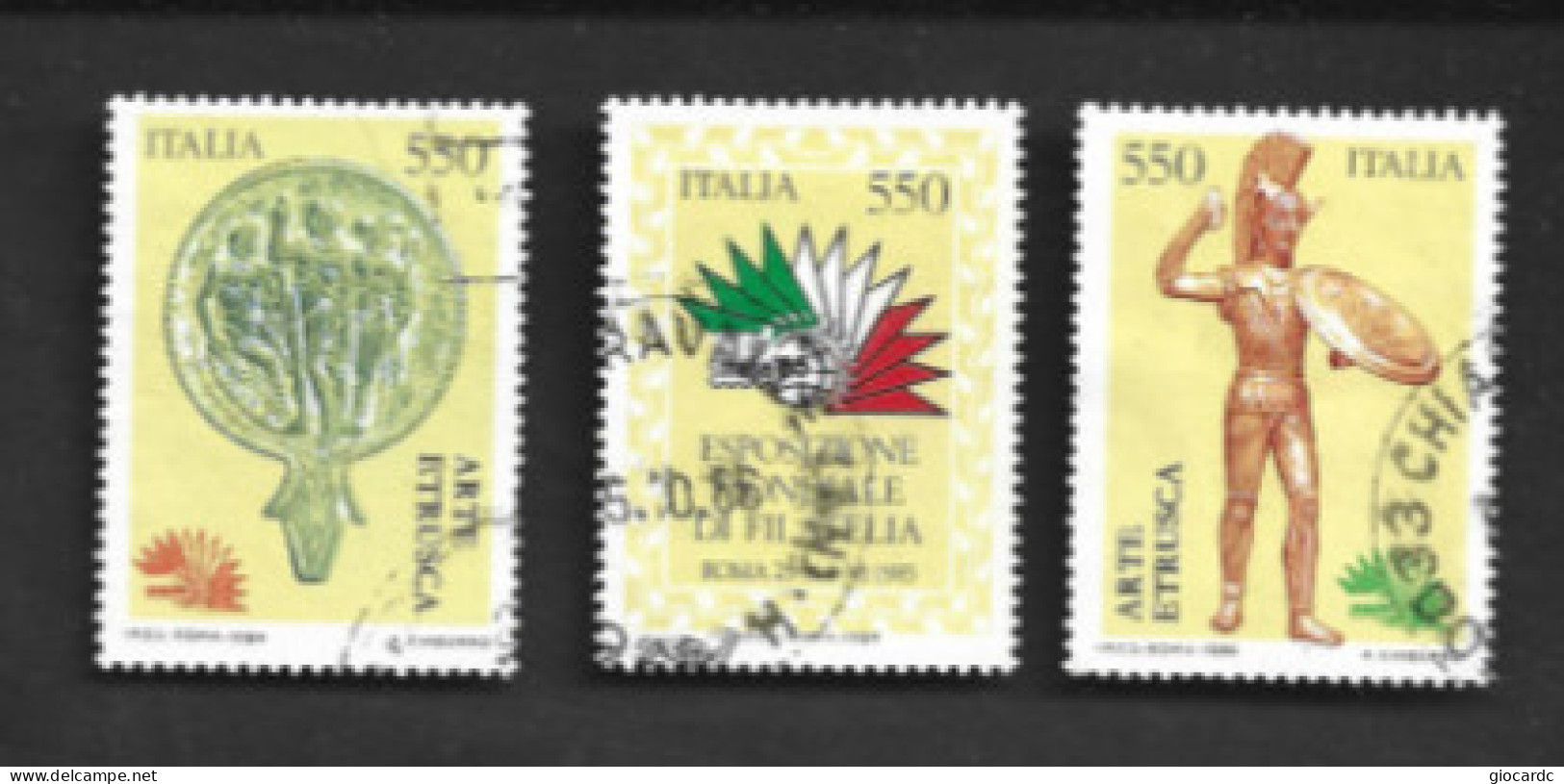 ITALIA REPUBBLICA  - SASS. 1696.1697  -      1984  ITALIA 85: ARTE ETRUSCA     -      USATO - 1981-90: Usados