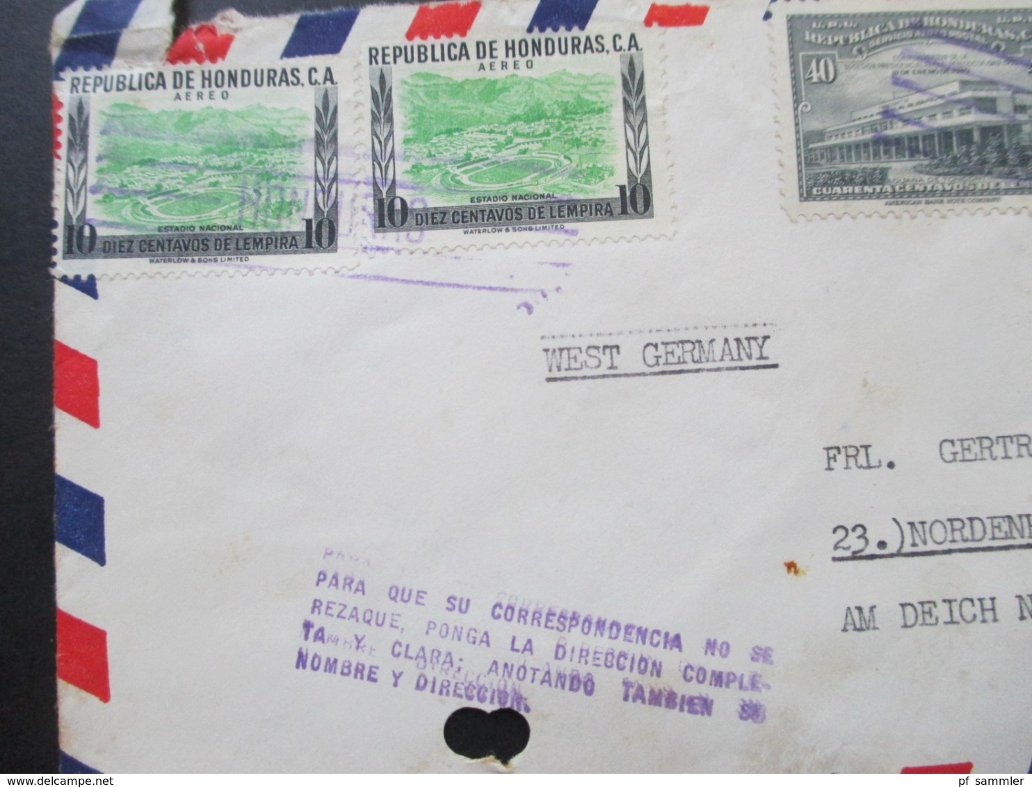 Honduras 1956 Air Mail Nach Nordenham / Blexen Schiffspost Charlotte Bastian Z. Zt. Belize Dalton Steamship Corporation - Honduras