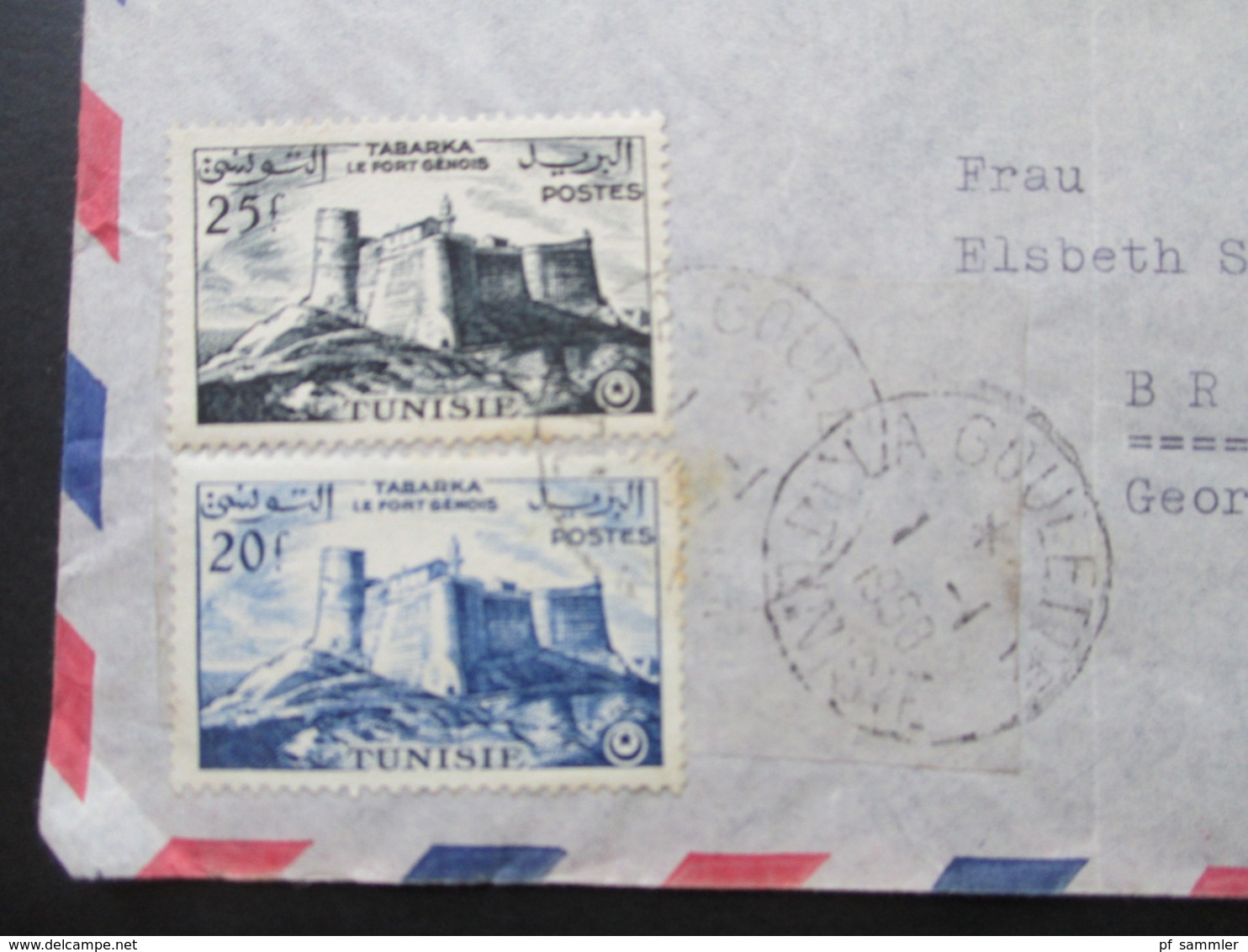 Tunesien 1958 Luftpost / Air Mail La Goulette - Bremerhaven Schiffspost M/S Marma Z.Zt. In Tunis - Tunisia (1956-...)