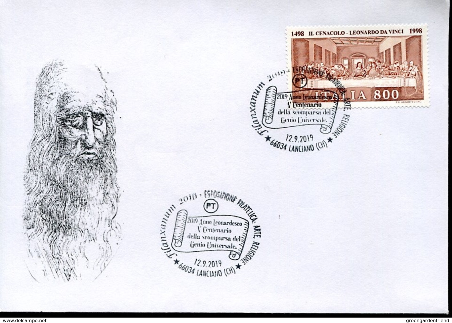 48397 Italia, Special Postmark 2019 Lanciano Leonardo Da Vinci 500 Year Of Death - Altri & Non Classificati
