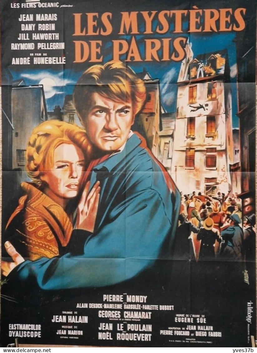 "Les Mystères De Paris" Jean Marais, Dany Robin...1962 - Affiche 120x160 - TTB - Manifesti & Poster