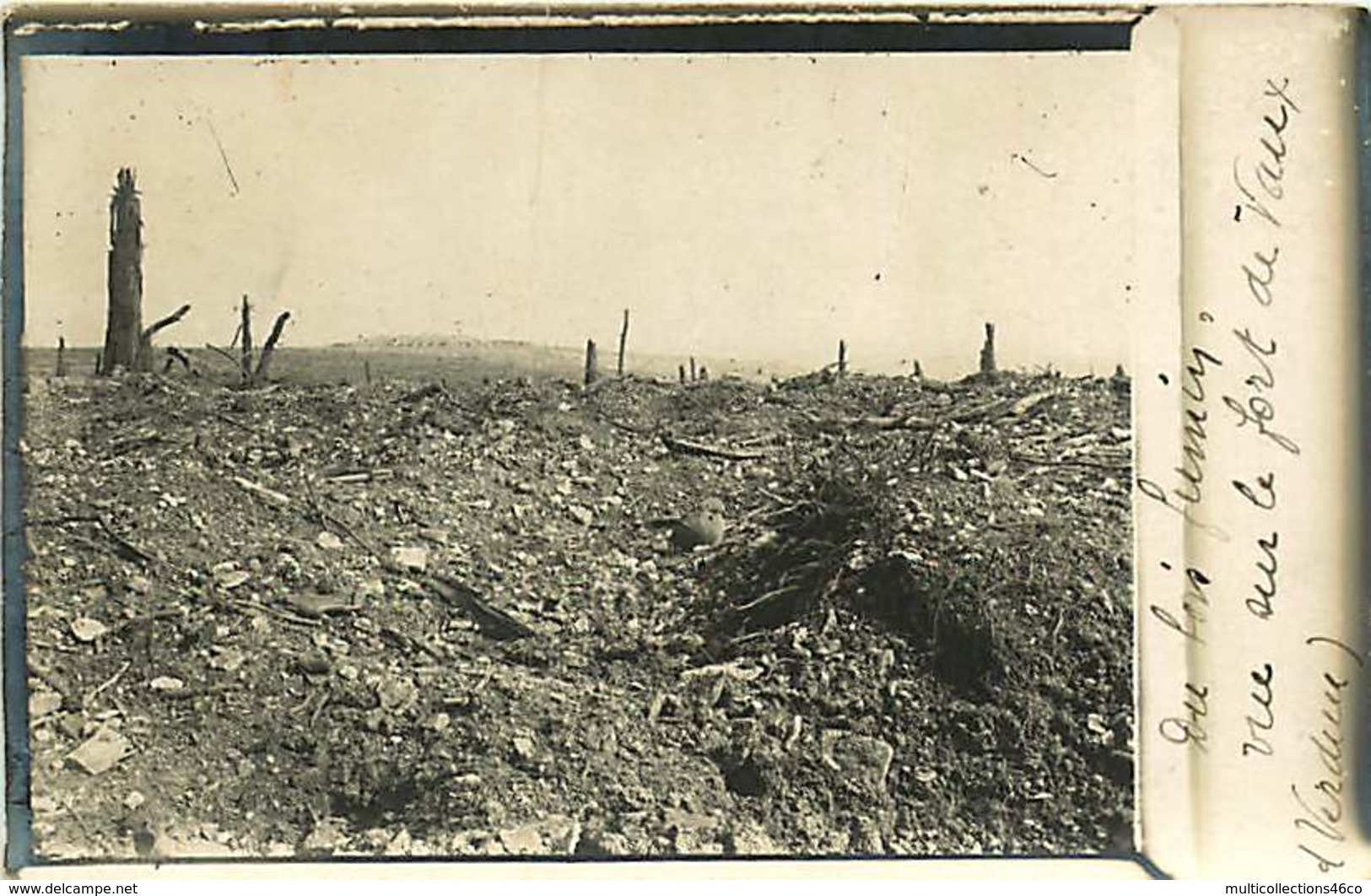 231019 - CARTE PHOTO GUERRE 1914 18 - Bataille De Verdun - Le Bois Fumin Vue Sur Le Fort De Vaux - Other & Unclassified