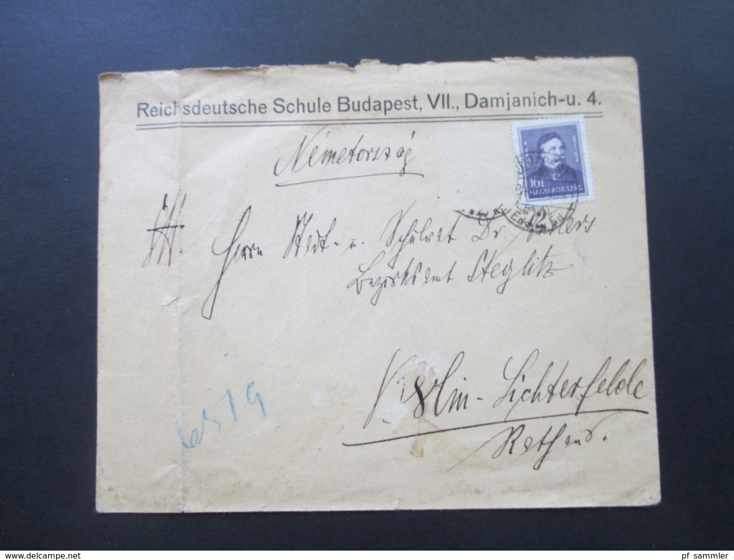 Ungarn Brief / Umschlag Der Reichsdeutschen Schule In Budapest VII Damjanich Nach Berlin Lichterfelde - Brieven En Documenten