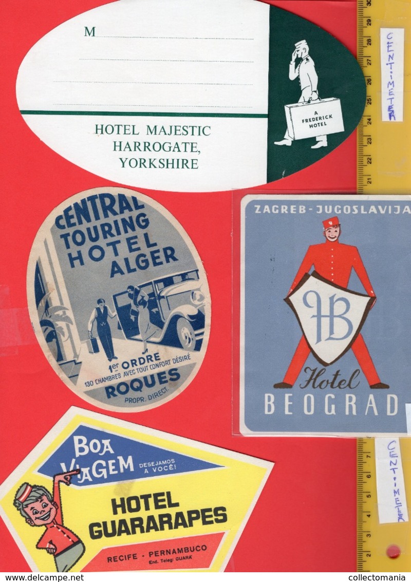 78 bell boys, Picollo, service in hotels at work to help the guests. Labels design as advertising the Hotel, RARE thema