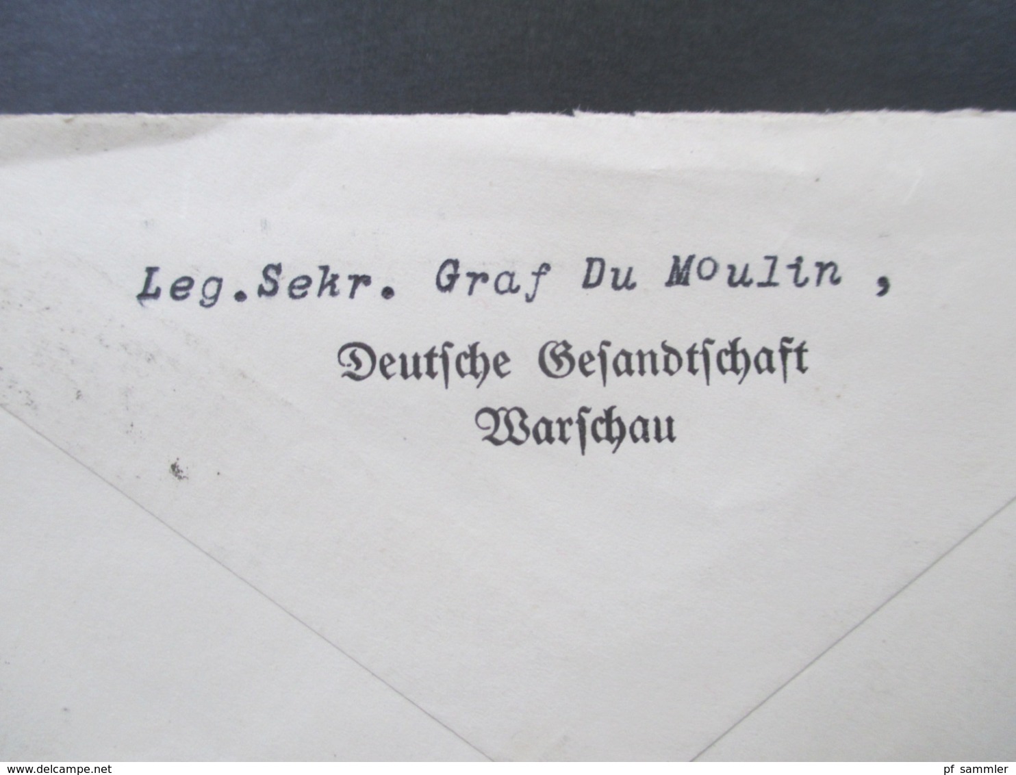 Polen 1932 Nr. 271 MeF Brief Des Leg. Sekr. Graf Du Moulin Deutsche Gesandtschaft Warschau SA Führungsspitze - Brieven En Documenten