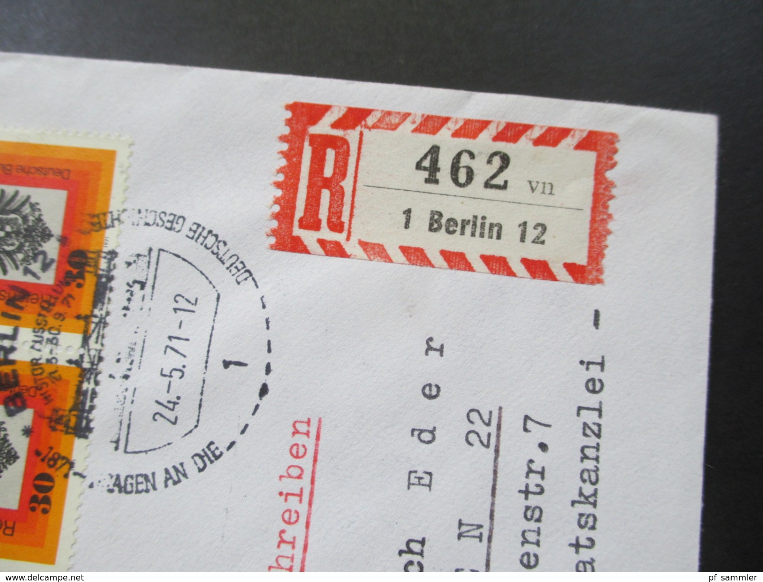 Berlin 1971 SST Historische Ausstellung Umschlag Des Hotel Schweizerhof Berlin Einschreiben Berlin 462 Vn 1 Berlin 12 - Brieven En Documenten