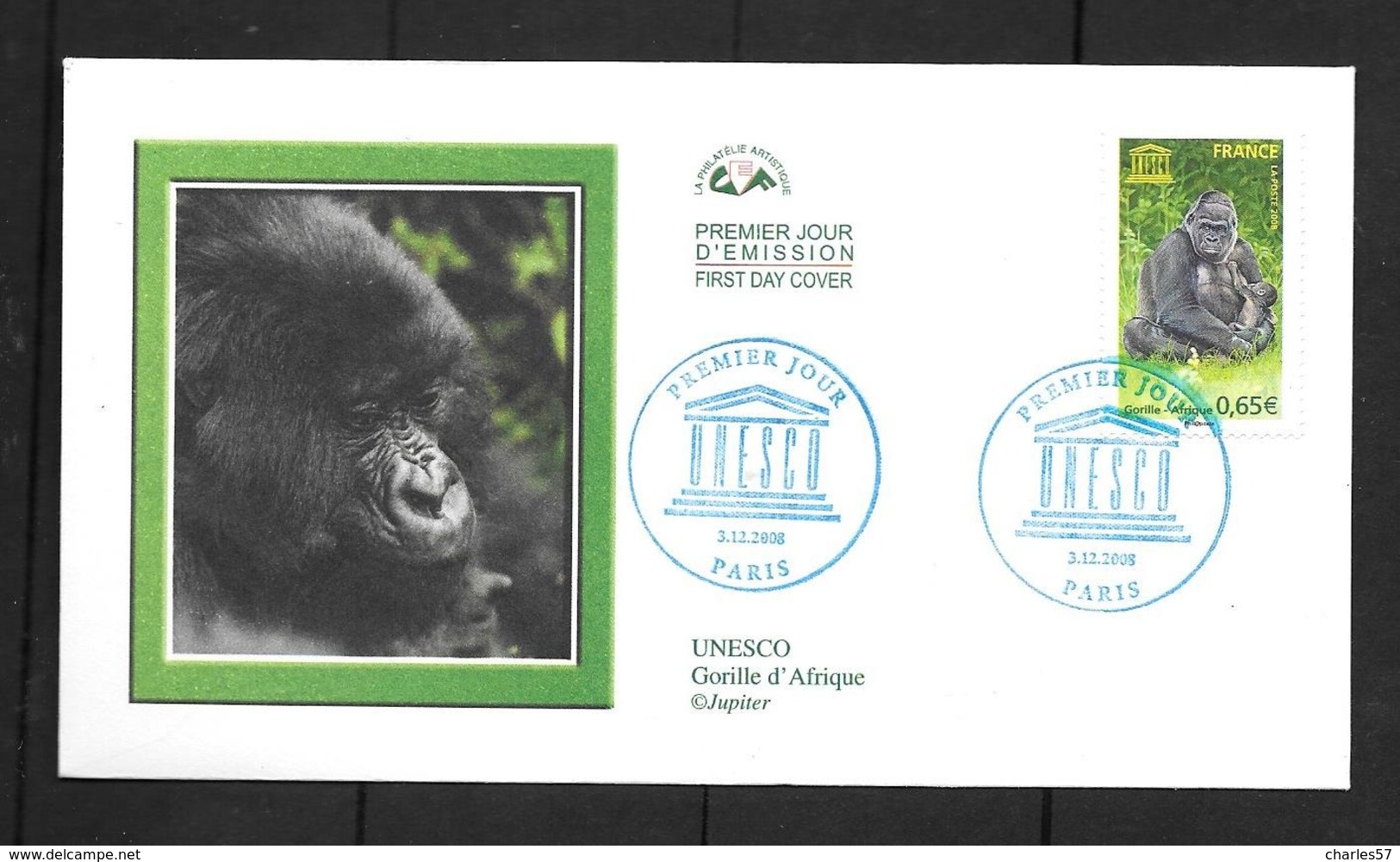 Gorille D'Afrique Superbe Document 1er Jour N°140 UNESCO - Gorilles