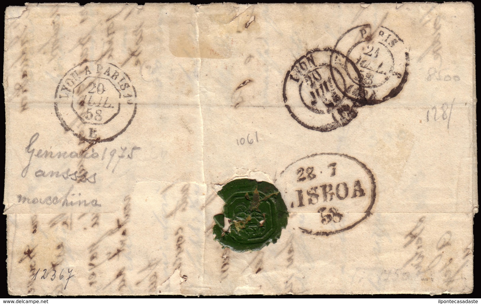 Cover ) LOMBARDO-VENETO 1858 (17 Lug.) | Lettera Con Testo Da Treviso, Via Di Austria E Francia, Per Lisbona - Lombardo-Venetien