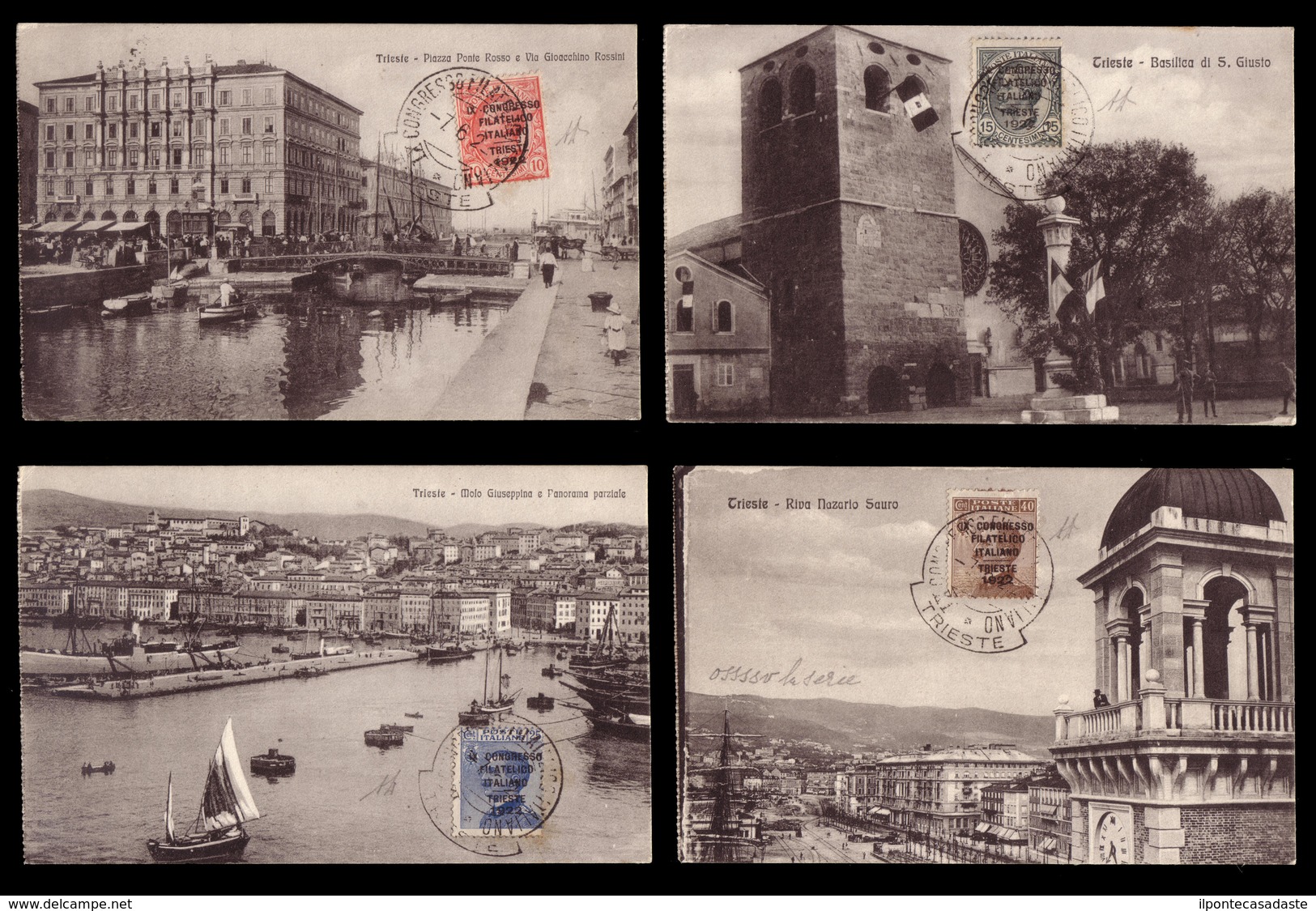 Postcard ) REGNO D'ITALIA 1922 (7 Giu.) | "Congresso Filatelico". Serie Completa Di 4 Valori Su Cartoline Non Vi - Sonstige & Ohne Zuordnung