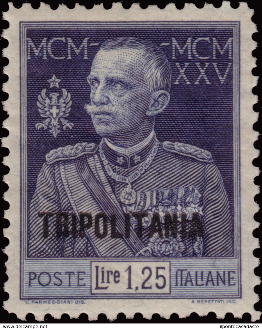 MH ) TRIPOLITANIA 1926 | "Giubileo Del Re". 1,25 Lire Azzurro D. 11 |  | Provenienza | Collezione Romano Padoan | - Tripolitaine