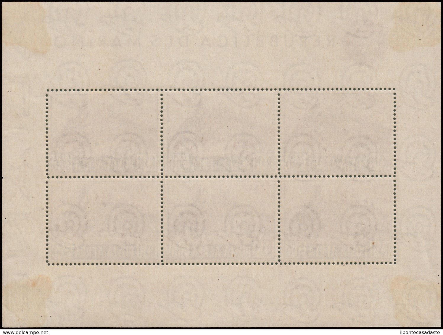 MNH ) SAN MARINO 1951 | Foglietto Posta Aerea. 500 Lire "Veduta". Al Verso Segni Di Conservazione Agli Ango - Sonstige & Ohne Zuordnung