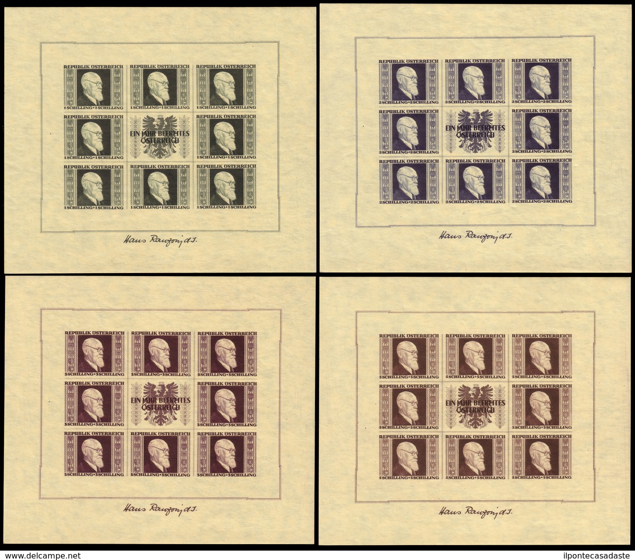 MNH ) AUSTRIA 1946 | Foglietti. "Renner", Serie Completa Di 4 Esemplari |  | MNH - Other & Unclassified