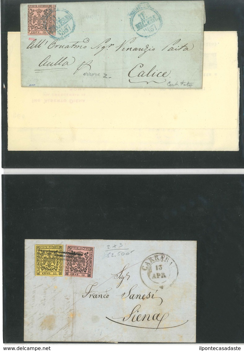 Covers/Front Of Cover ) ANTICHI STATI: MODENA 1852/1857 | Insieme Di 3 Lettere E Un Frontespizio. Un Certificato A. Dien - Modena