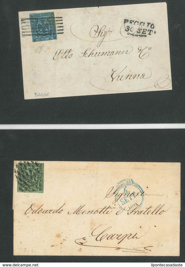 Covers/Front Of Cover ) ANTICHI STATI: MODENA 1852/1857 | Insieme Di 3 Lettere E Un Frontespizio. Un Certificato A. Dien - Modène