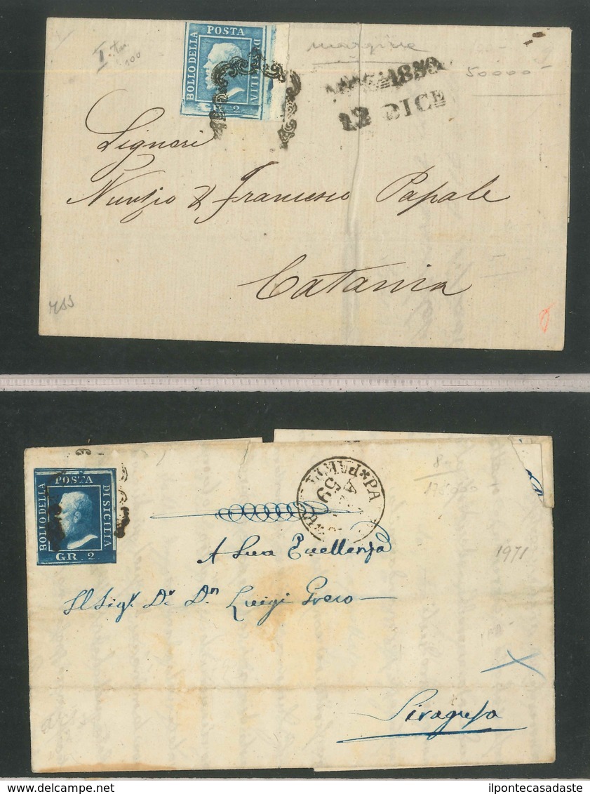 Covers ) ANTICHI STATI: SICILIA 1859/1860 | Insieme Di 8 Lettere Del Periodo. Notata Una Lettera Affrancata Co - Sizilien