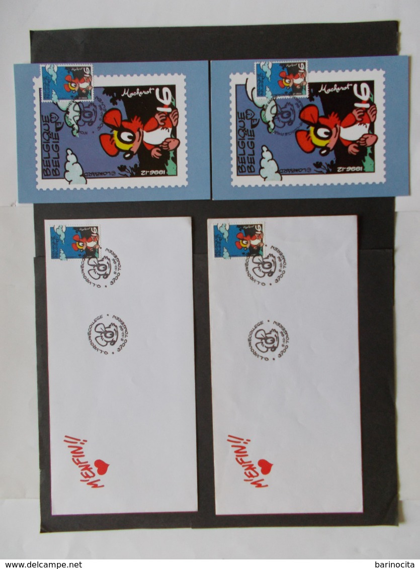 BELGIQUE  -   LOT DE 2 CARTES Souvenir Et 2 Enveloppes   Themes  De La BD  Année 1996  Du N° 2663  ( 31) - Cartes Souvenir – Emissions Communes [HK]