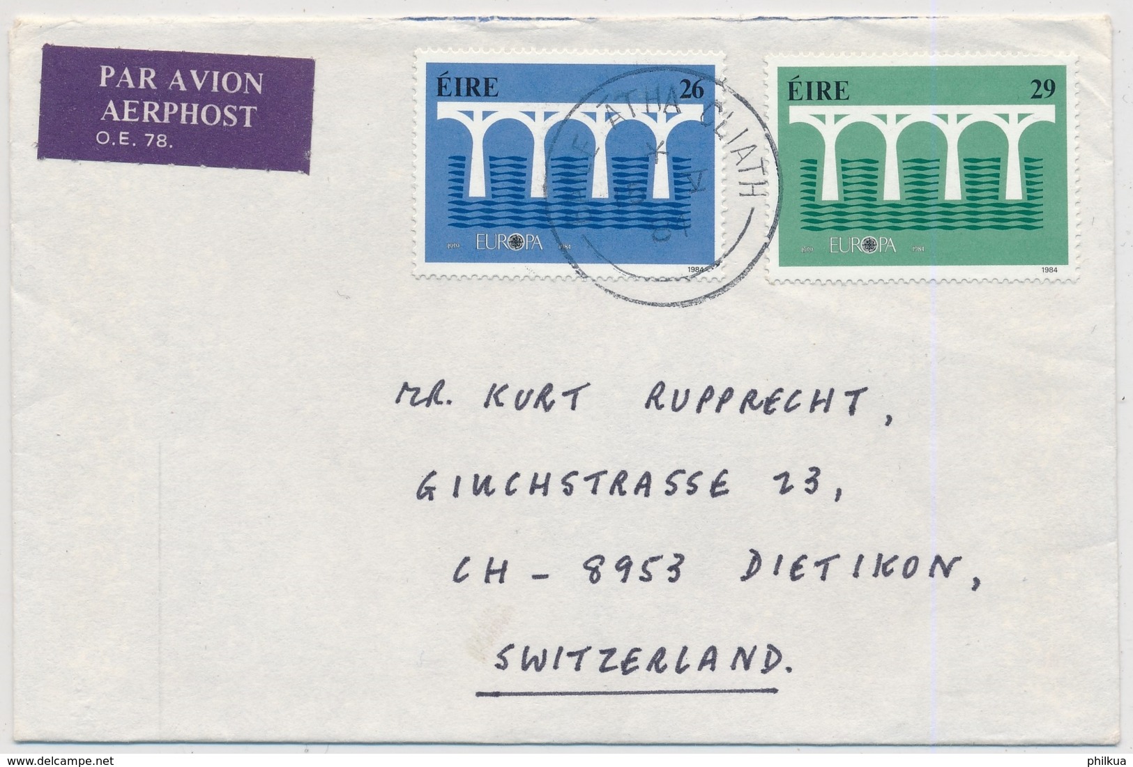 Irland - Europamarken 1984 Auf Luftpost Brief Gelaufen BAILE ARHA CLIATH - DIETIKON Schweiz - 1984