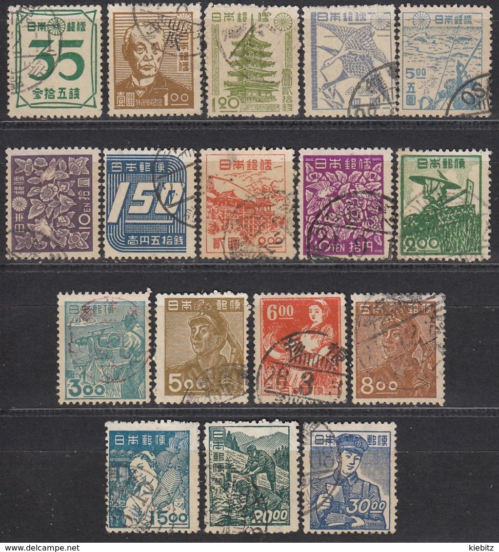 JAPAN 1947-1949  MiNr:  17x Freimarken  Used - Gebruikt