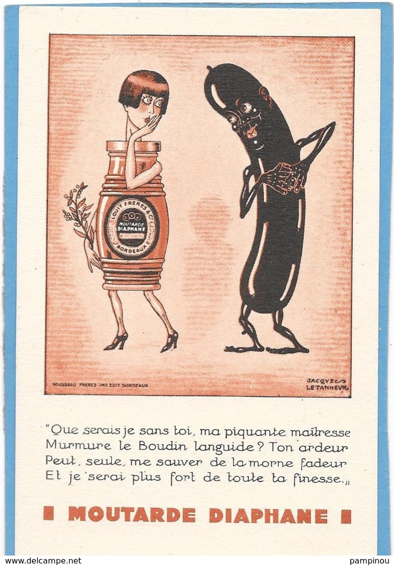 Cpa PUB " MOUTARDE DIAPHANE " Illustration De Jacques LE TANNEUR - Boudin Noir - Publicidad