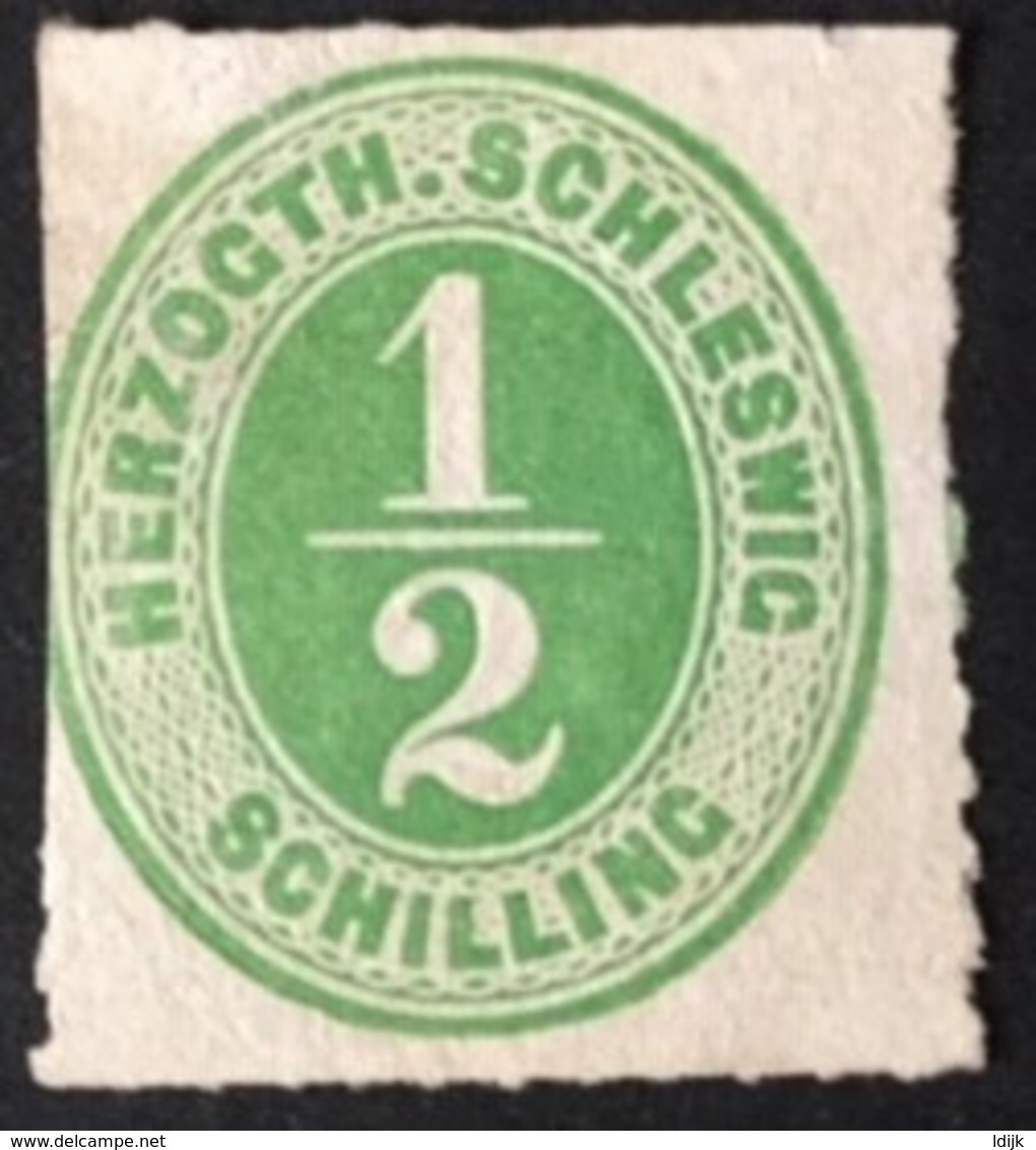 1865 Ziffer ½ Schilling Inschrift HERZOGTH.SCHLESWIG Mi. 13(*) - Schleswig-Holstein