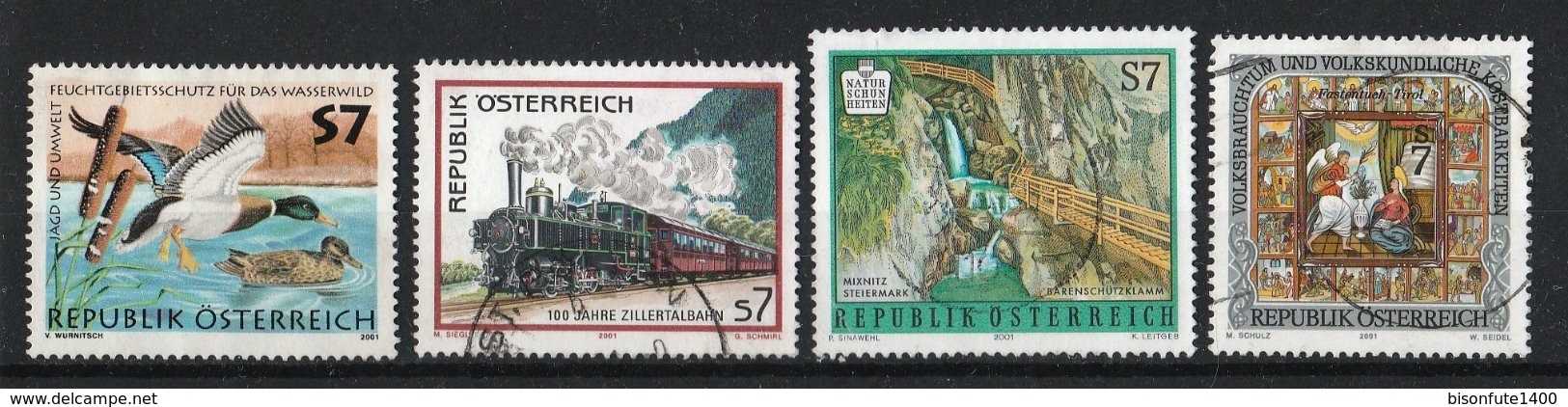 Autriche 2001 : Timbres Yvert & Tellier N° 2168 - 2169 - 2174 - 2175 - 2178 - 2181 Et 2182 Oblitérés. - Oblitérés