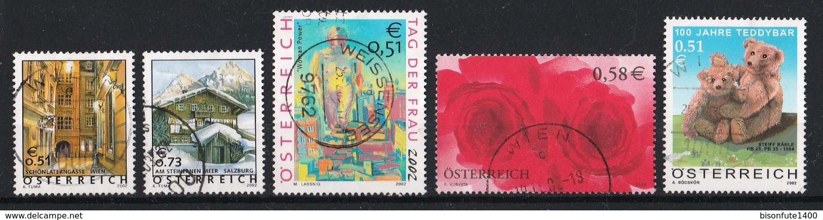 Autriche 2002 : Timbres Yvert & Tellier N° 2195 - 2197 - 2203 - 2205 - 2217 - 2225 Et 2233 Oblitérés. - Oblitérés