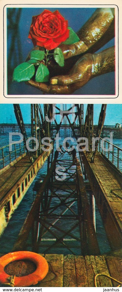 Neftyanye Kamni - Neft Daslari - Oil Rig - Flowers - Rose - 1975 - Azerbaijan USSR - Unused - Aserbaidschan