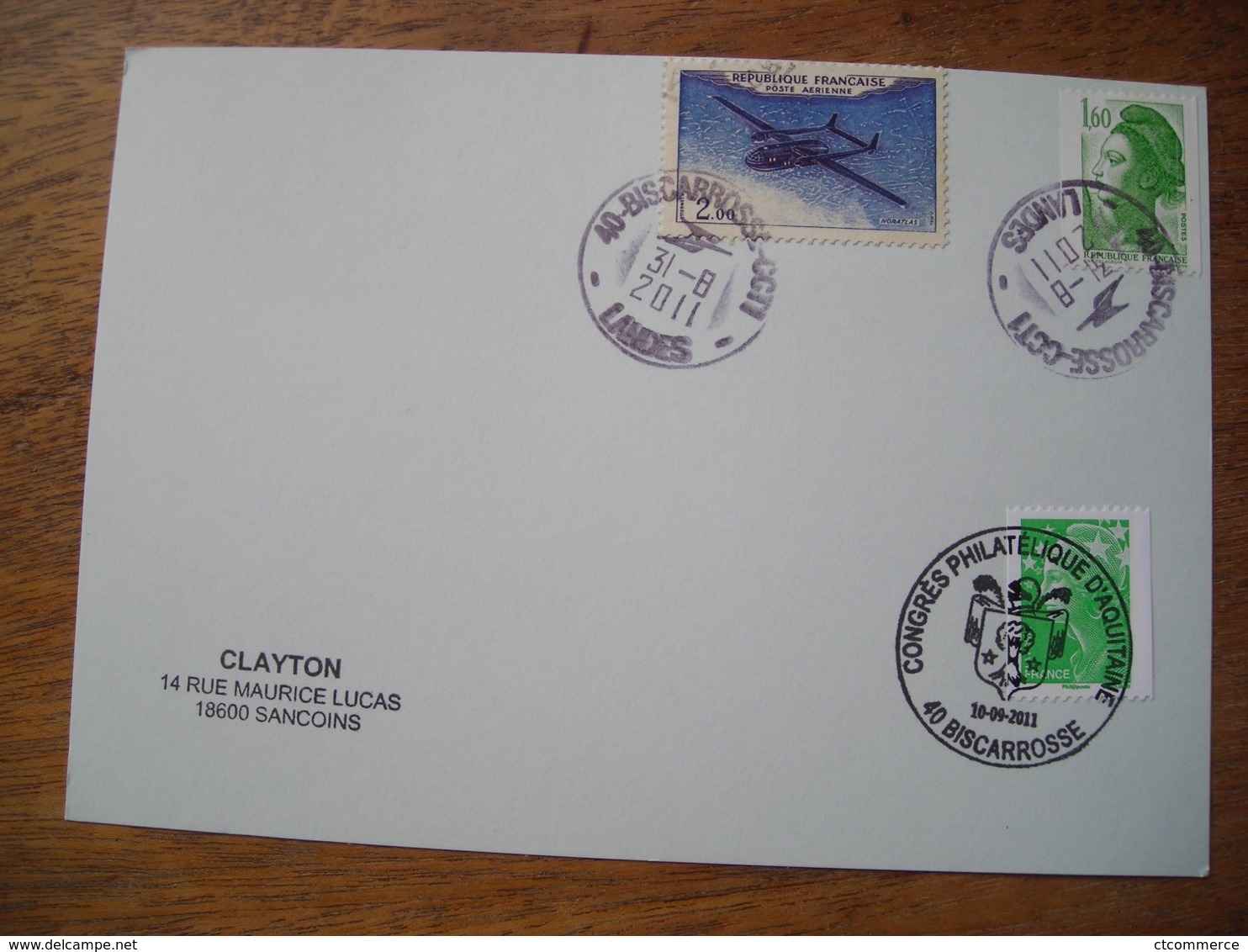 2011 Congrès Philatélique D'Aquitaine Biscarross Landes, Timbres Roulette, Post Aerienne - Gedenkstempel