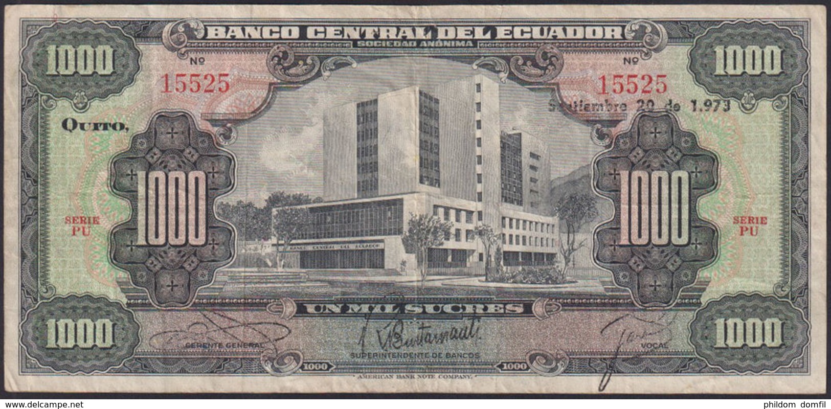 Ref. 822-1244 - BIN ECUADOR . 1973. ECUADOR 1000 SUCRES 1973 - Ecuador