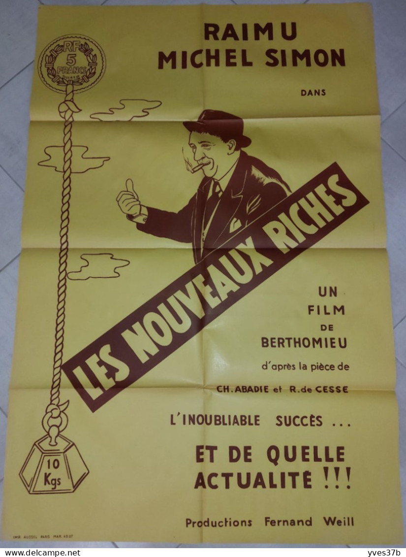 Les Nouveaux Riches - Raimu, Michel Simon...1936 - Affiche 80x120 - TTB- RARE - - Manifesti & Poster