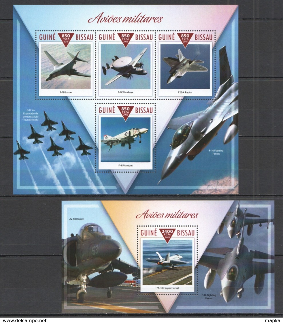 VV641 2015 GUINE GUINEA-BISSAU TRANSPORT MILITARY AVIATION AVIOES MILITARES KB+BL MNH - Airplanes